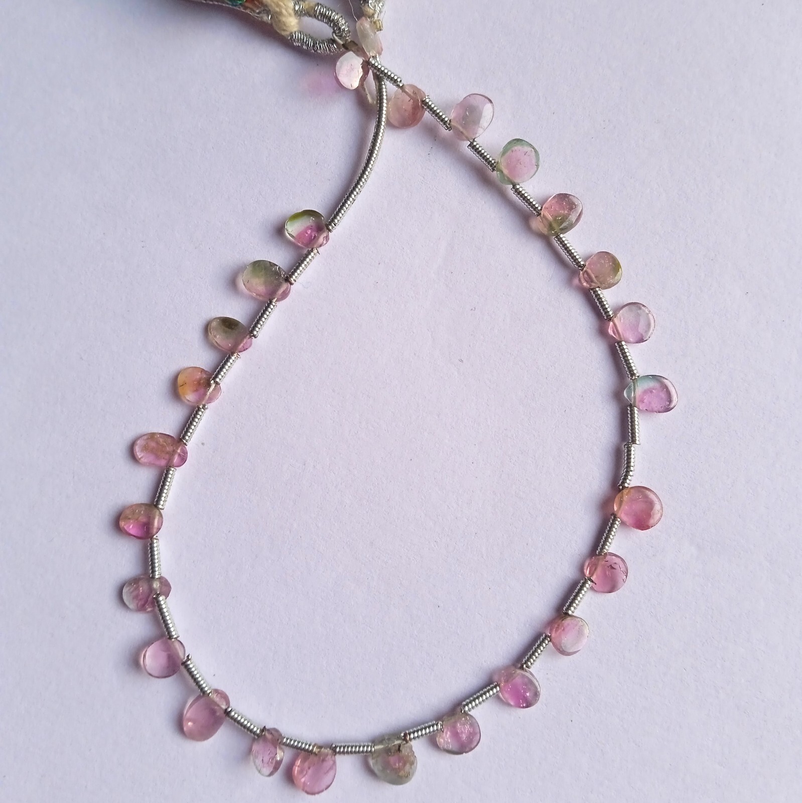 15 Carat Natural Top Bi Tourmaline Slice Beads 8 Inch For Jewelry