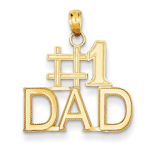 14kt Yellow Gold #1 Dad Charm Pendant Free Gift Box Included