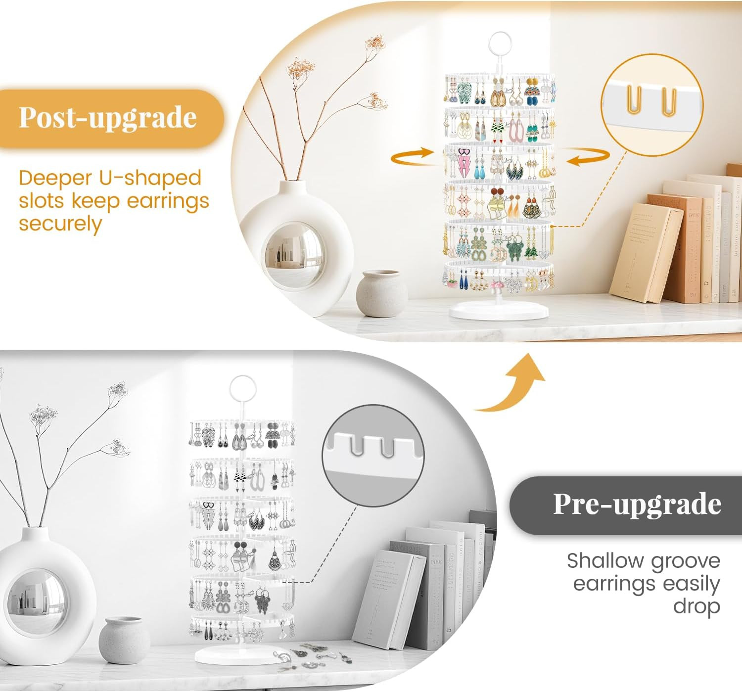 Esluker.Ly Earring Holder Organizer Rotating Stud Display Tree Rack with 342 U-S