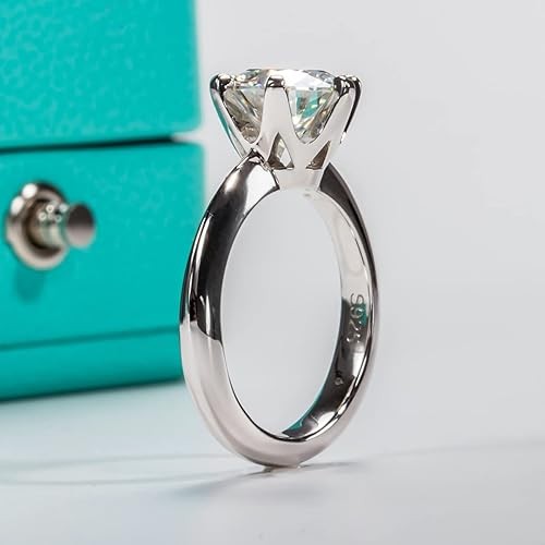 3CT Round Moissanite Engagement Ring Sterling Silver VVS1 Bridal Ring with GRA