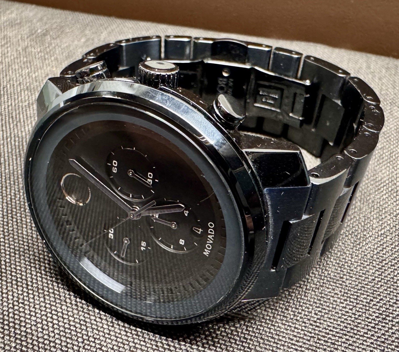 Movado Bold Chronograph 3600118 44mm Swiss Quartz Black PVD Men’s Watch