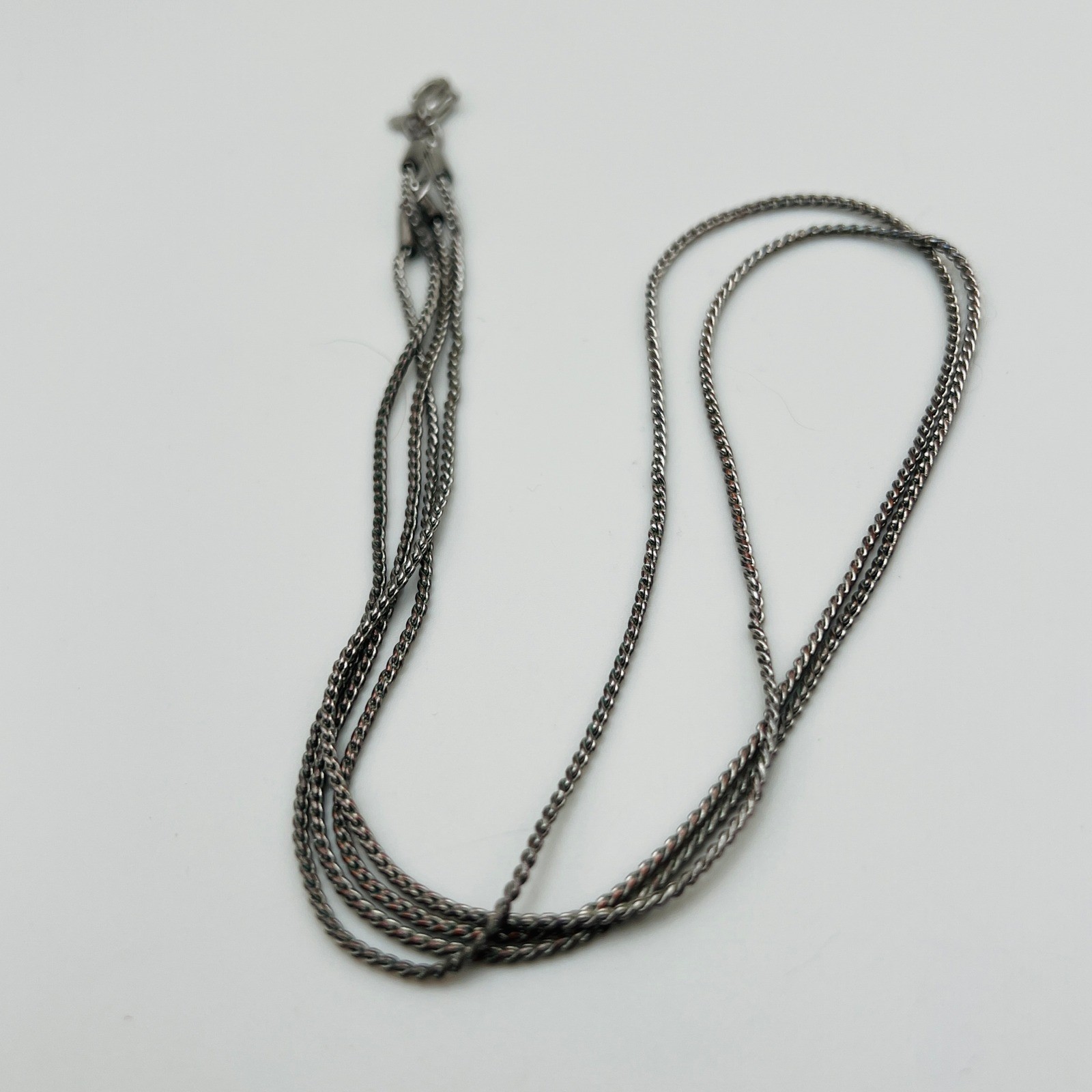 Roman Wheat Chain Necklace Silver Tone Double Strand Vintage Fashion Basic
