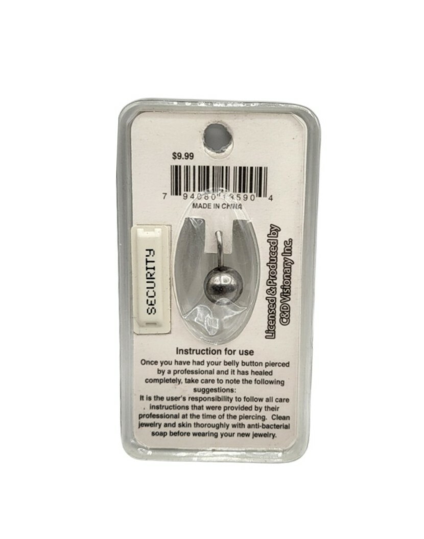 New Vintage Grateful Dead Bear Rock Shop Music 14G Belly Ring 316L Stainless NEW