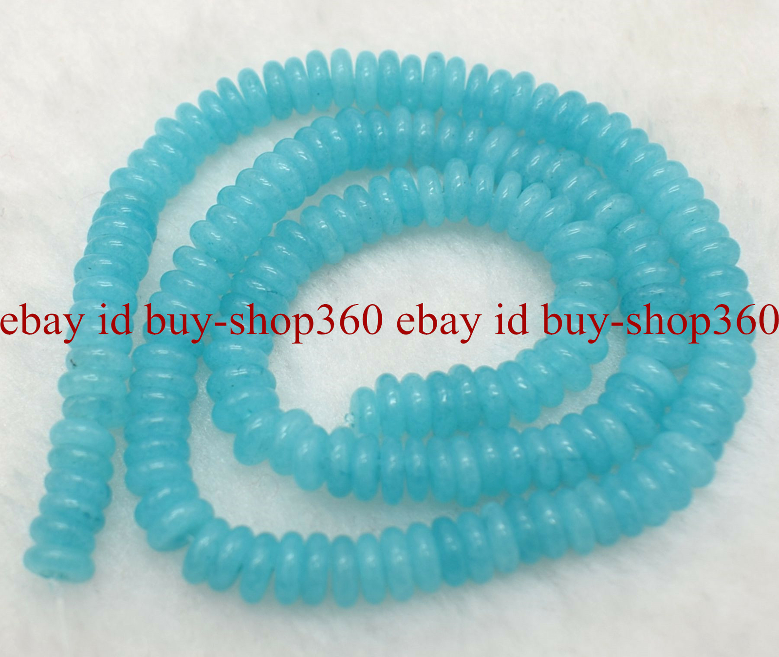 Natural 3×8/4x10mm Blue Aquamarne Rondelle Gemstone Loose Beads 15” AAA+