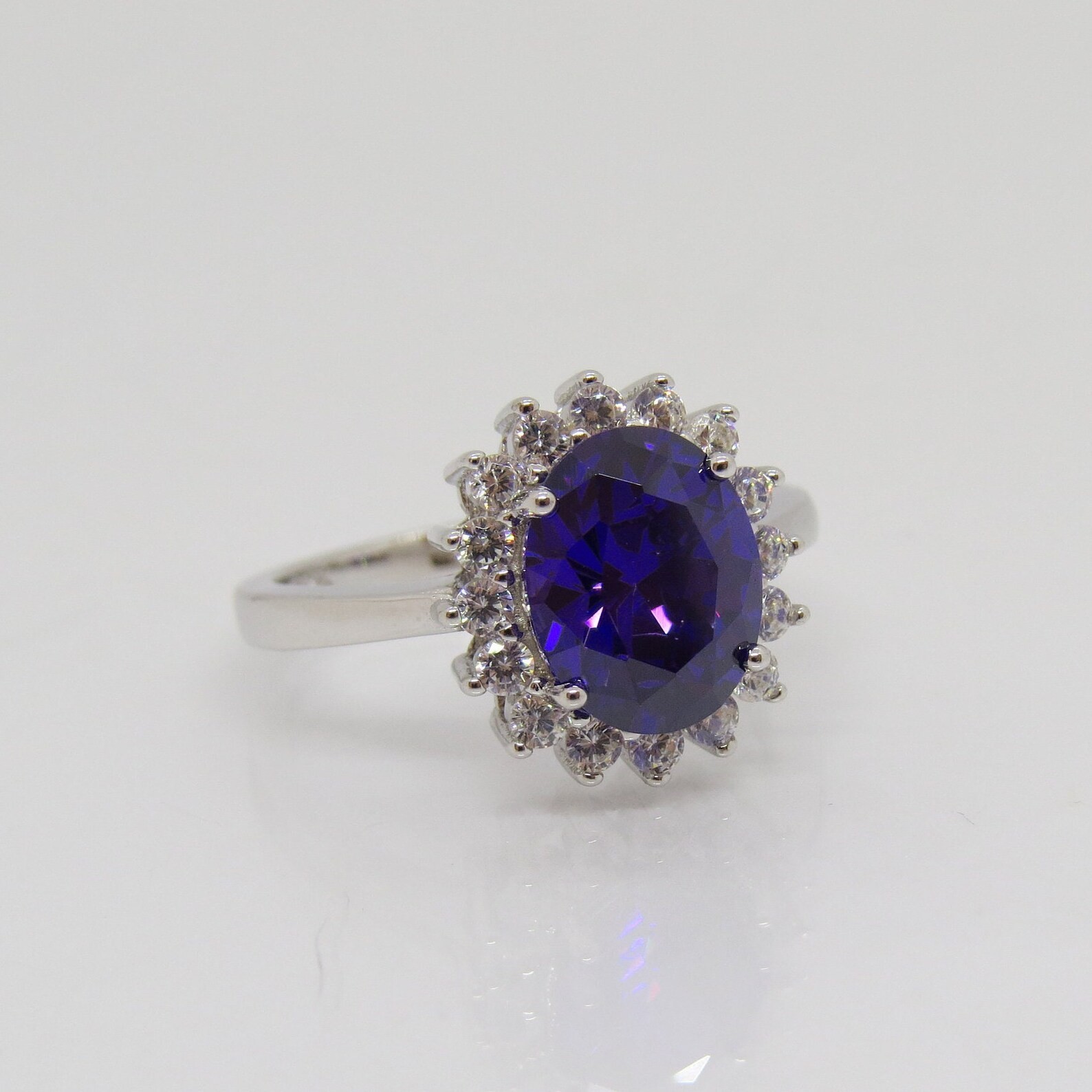 4.70 Ct Oval Cut Natural Sapphire Diamond Engagement Ring 14K Solid White Gold 6