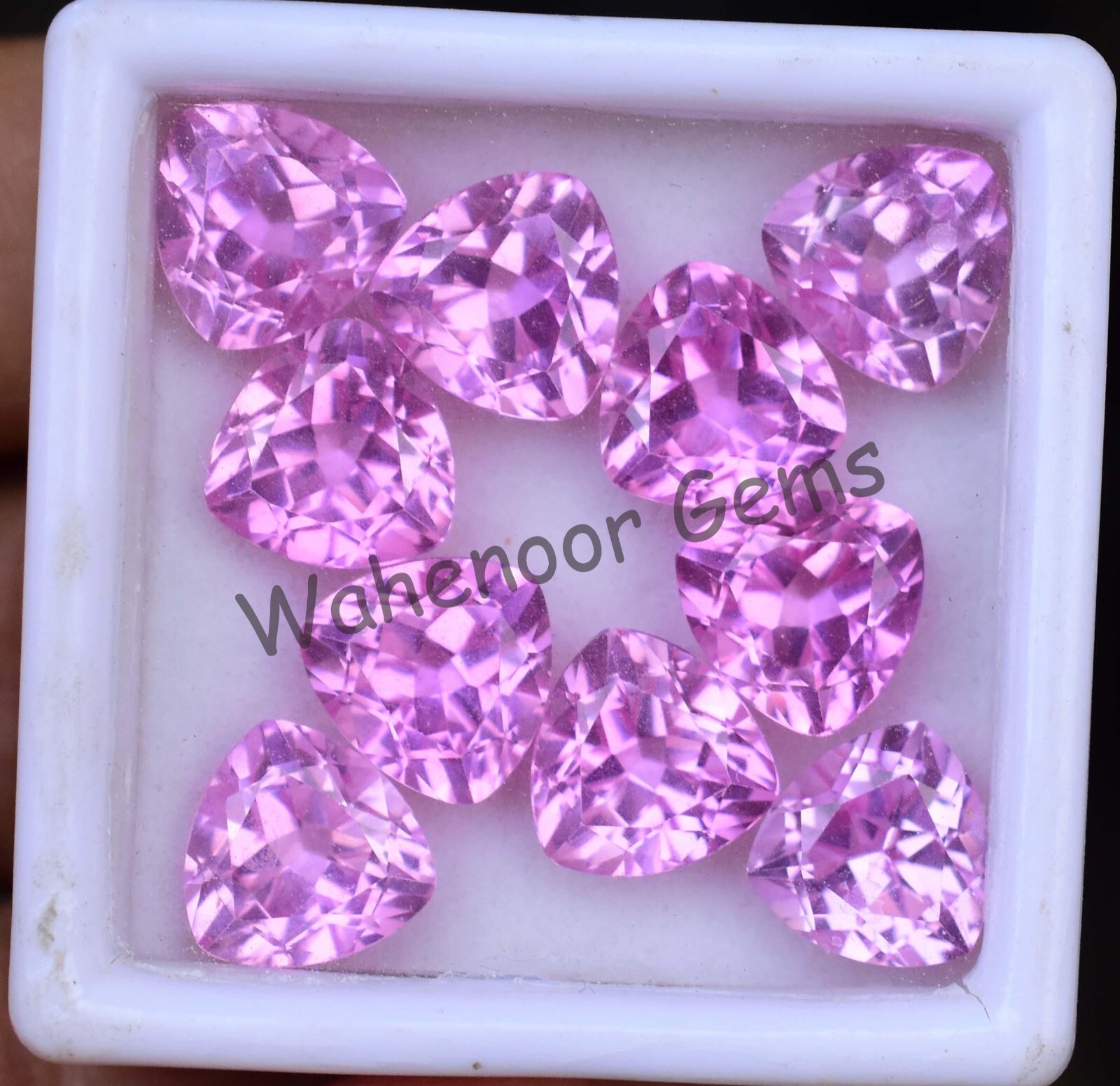 Natural Mogok Pink Ruby Trillion 7.00mm CERTIFIED 10 Pcs Loose Gemstone