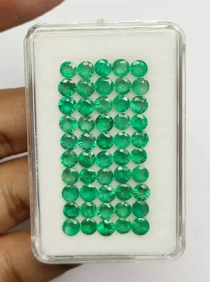 Colombia Green Emerald 7 MM Round 10 Pcs Lot Natural Certified Loose Gemstone