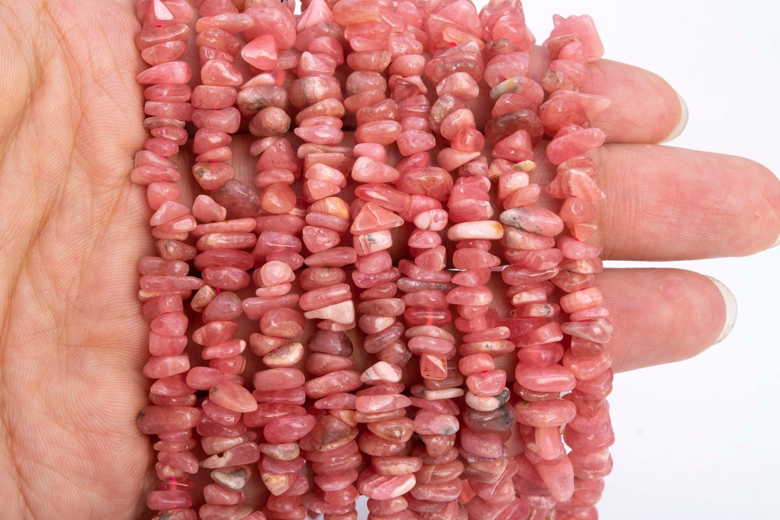 4-10MM Rhodochrosite Beads Red Pink AAA Pebble Chips Natural Gemstone Loose Bead