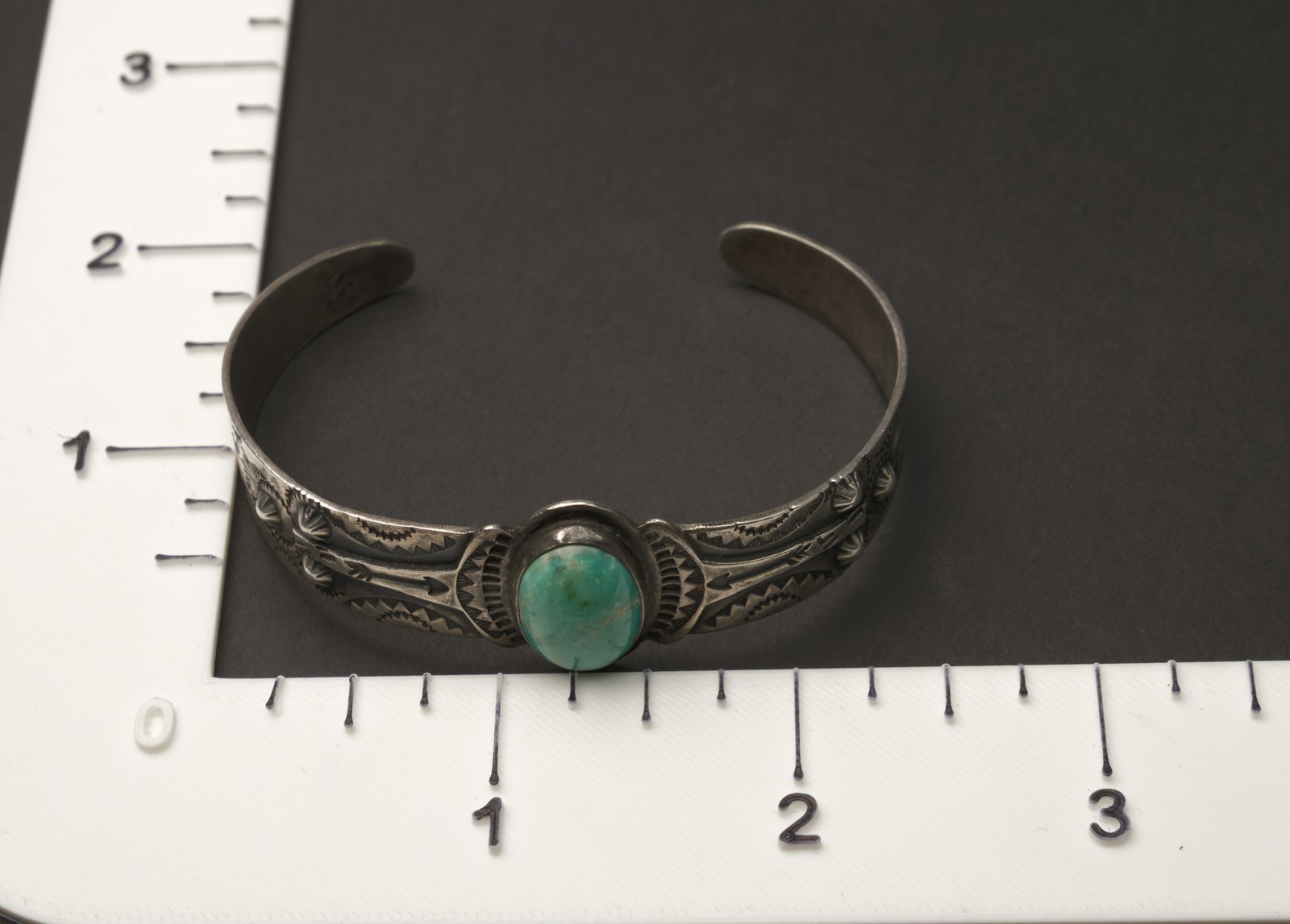 Old Fred Harvey Era Navajo Turquoise Early Silver Cuff Bracelet