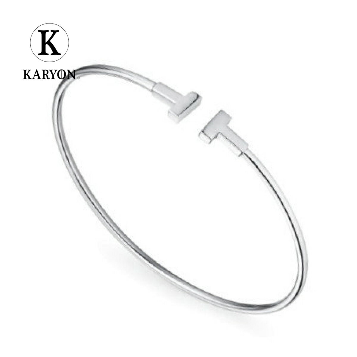 Tiffany & Co. T Wire Bangle Bracelet K18 White Gold 17cm 6.6” 99