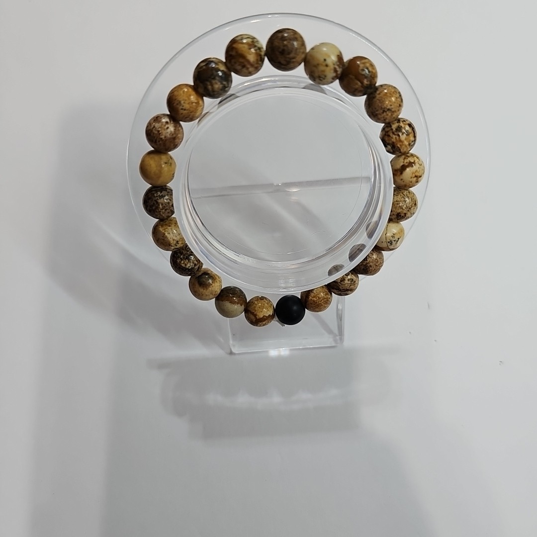 Stretch Bracelet ~ Picture Jasper ~ White Howlite 8mm and 6mm Beads Mix & Match