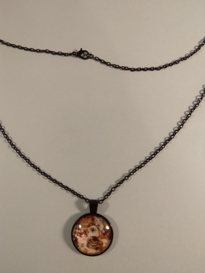 Kitten pendant on 19 1/2 inch Black necklace 248899