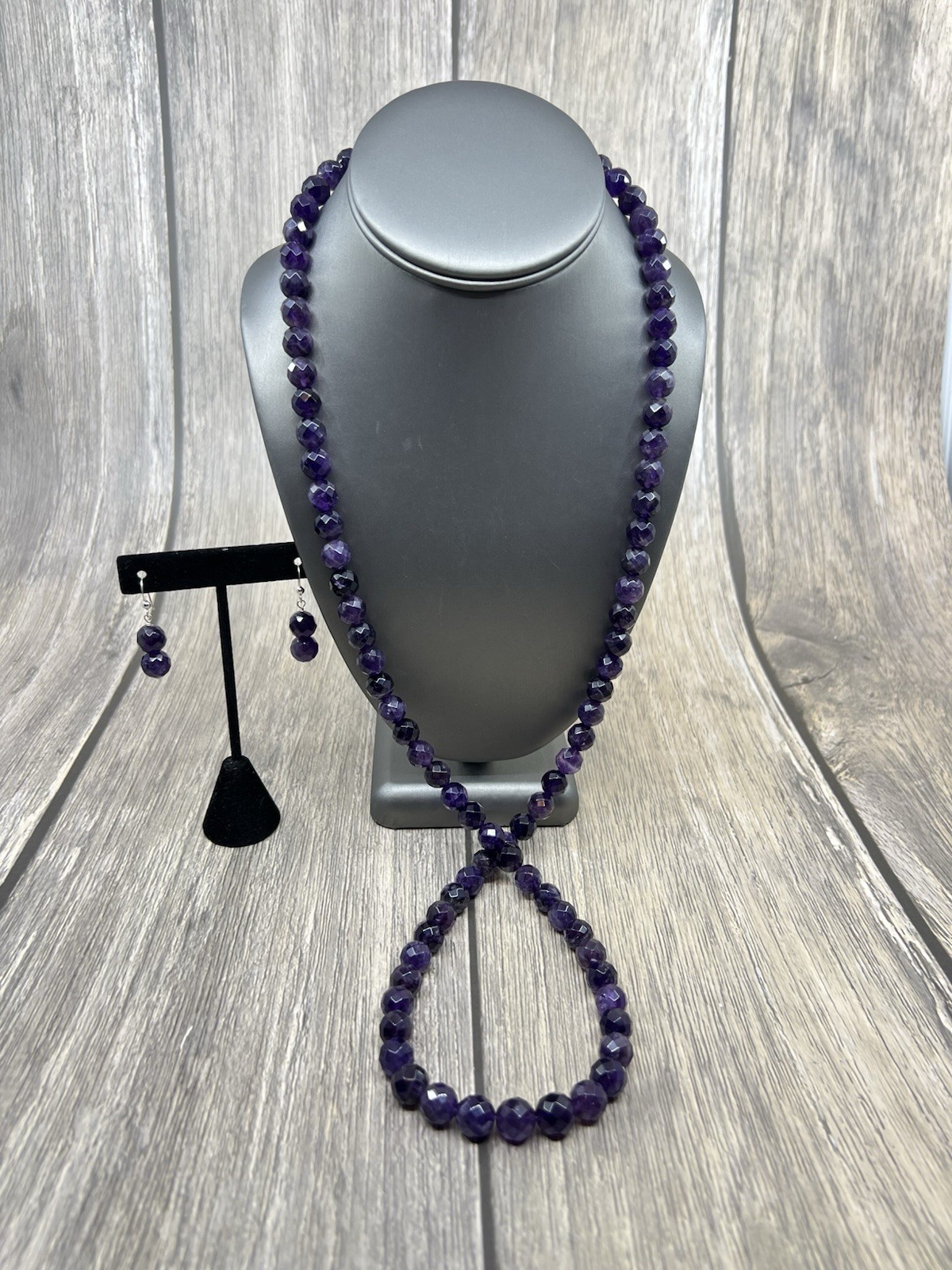 Amethyst Necklace 34″ & Earring Set Mine Finds by Jay King