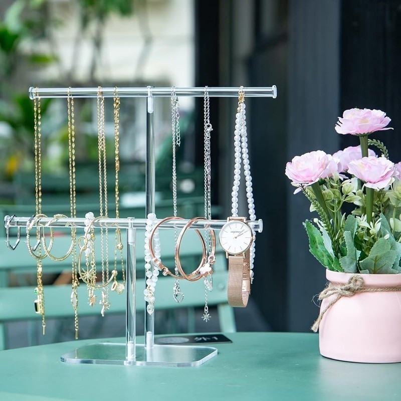 Acrylic Jewelry Organizer Necklace Holder Bracelet Stand T-Shape Display Rack US