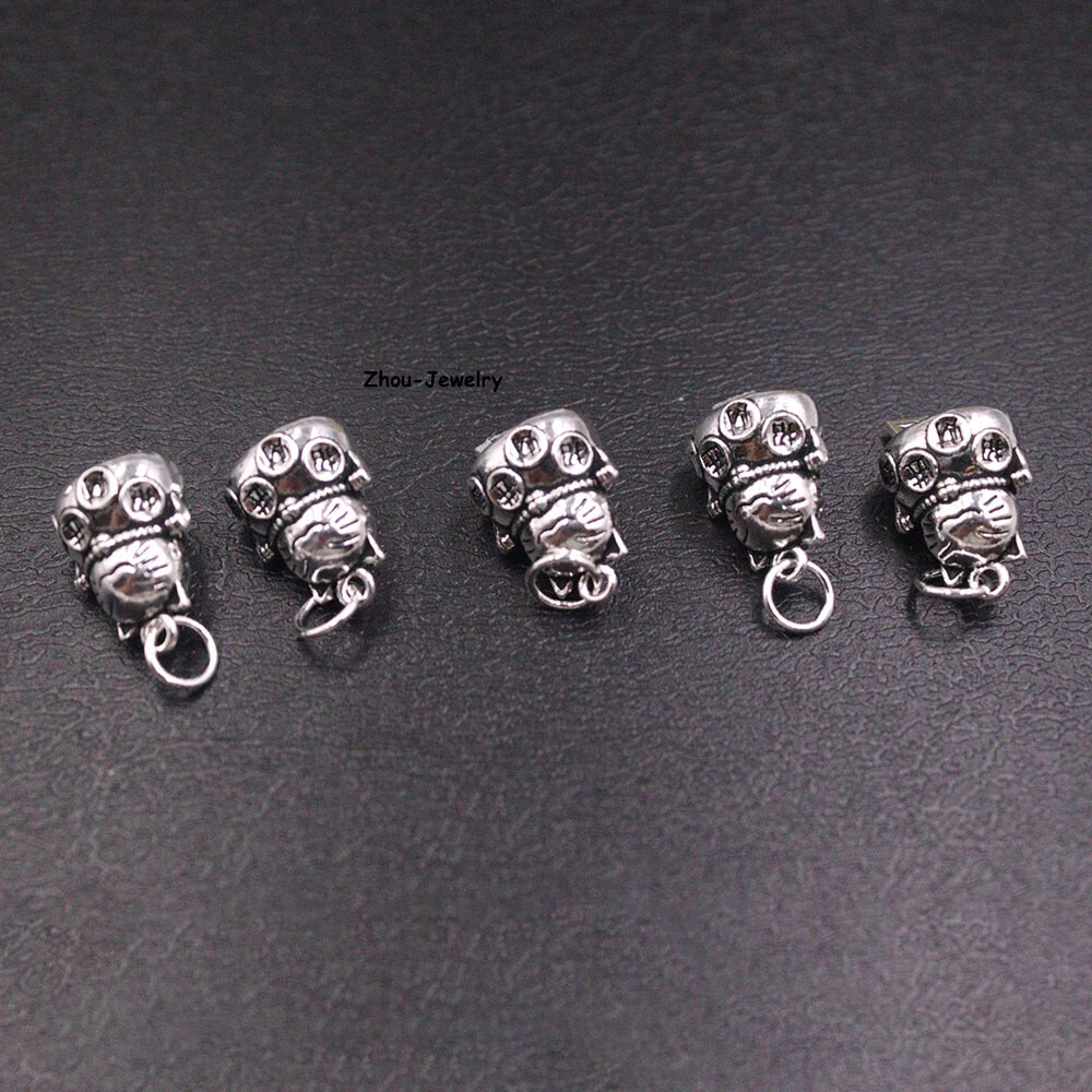 1PCS Real S925 Sterling Silver Pendant Men Women Fortune Cat Bead Pendant 2-3g