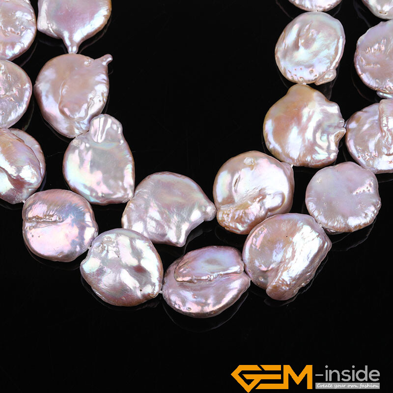 AAA Natural Baroque Big Nucleated Edison Coin Pearl Beads For Jewelry Making 15″