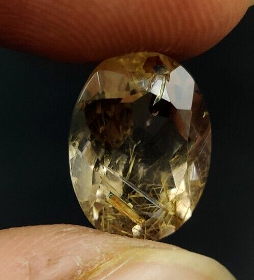 5.80Ct Natural Rutilated Quartz Faceted Cut Oval 13.7×10.2mm Loose Gemstone W212