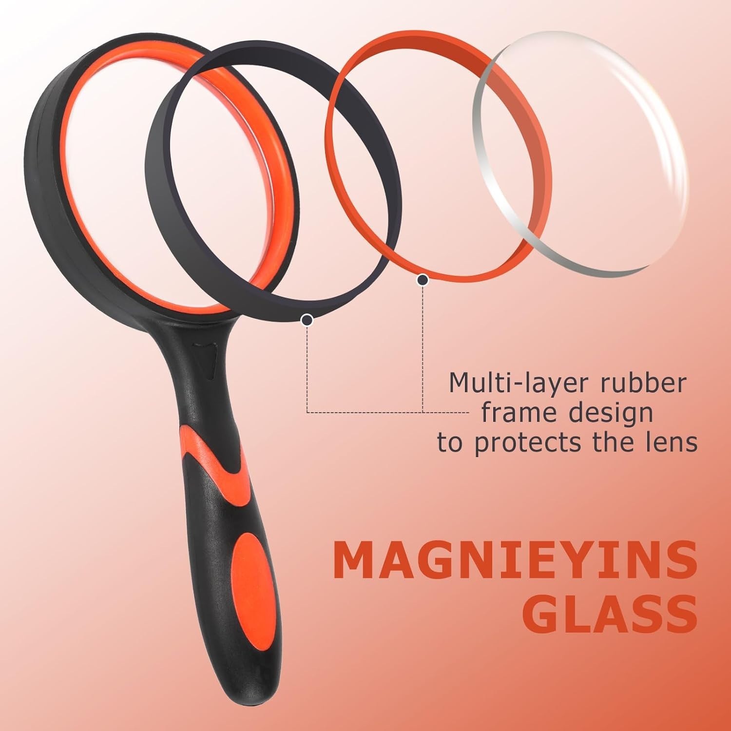 2 Pack 75Mm 10X Handheld Magnifying Glass,Rubber Reading Magnifier for Kids S…