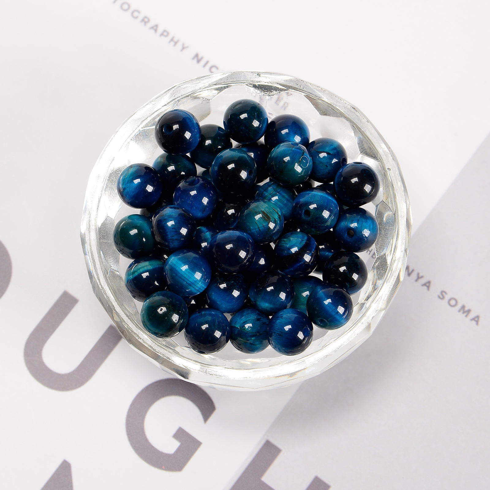 Blue Green Tiger Eye Smooth Round Beads 4mm 6mm 8mm 10mm 12mm 15.5″ Strand