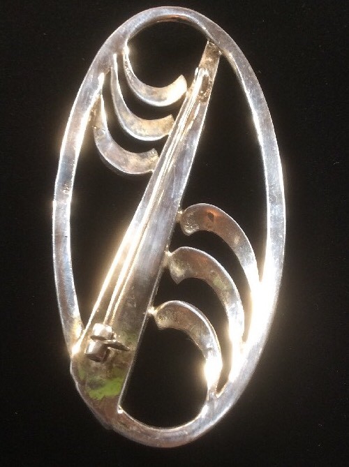 Vintage Art Deco Streling Silver Black Onyx And Marcasite Brooch