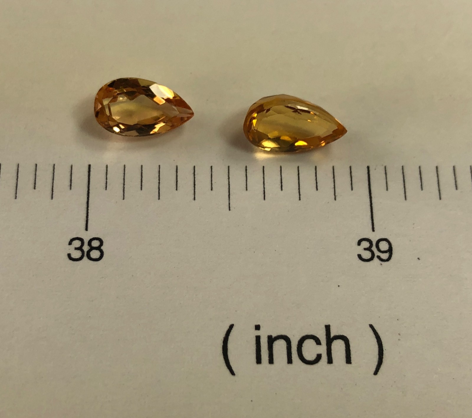 Imperial Topaz Pair 3.30 Ct Total Clarity IF Pear Cut Natural Golden Brazil I098