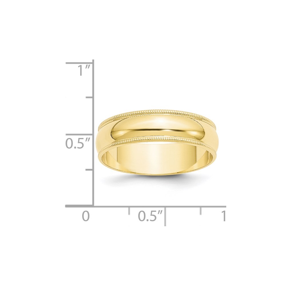 10k Yellow Gold 6mm Lightweight Milgrain Half Round Wedding Band Ring Size 14