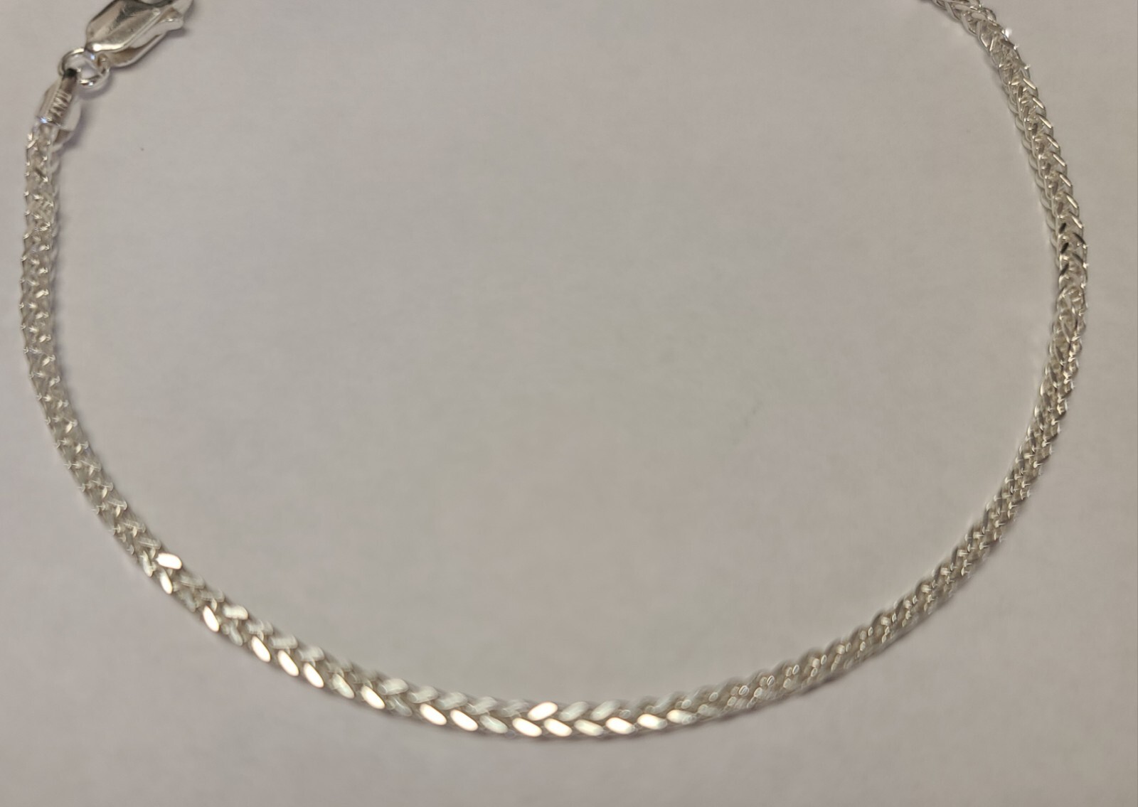 New Sterling 925 Solid Silver Wheat Link 7.4″ Bracelet 2mm Wide ITALY Made