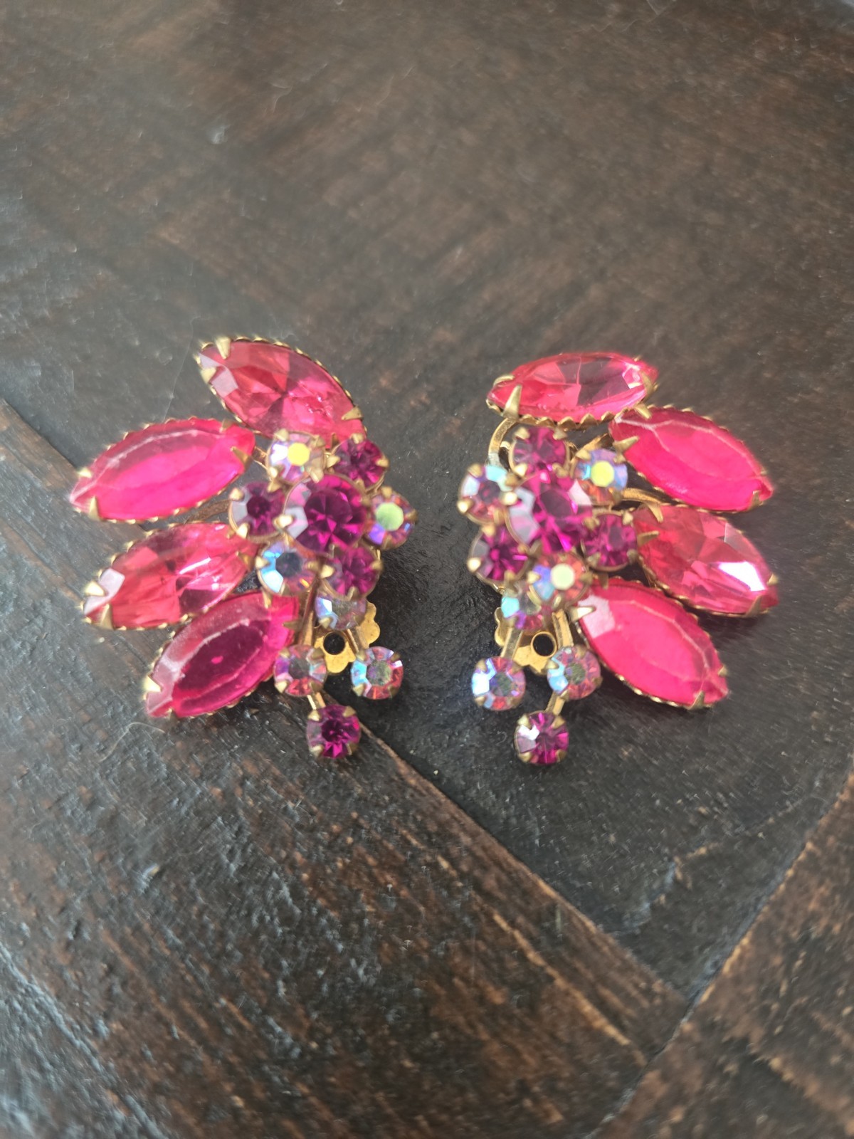 Vintage 1930s-1950s era Rhinestone Clip Earrings