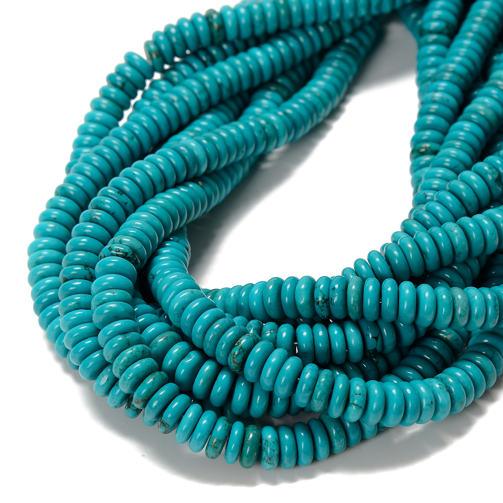 Blue Green Turquoise Smooth Rondelle Beads Size 3x6mm 3x8mm 15.5”Strand
