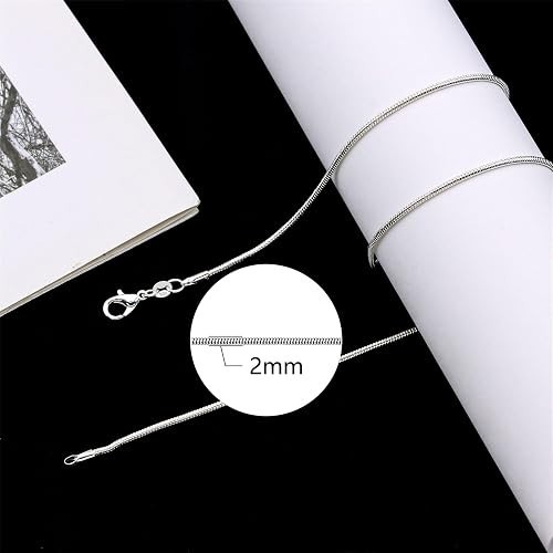 925 Sterling Silver Snake Chain 40-60cm 2mm For Women Men And Kids