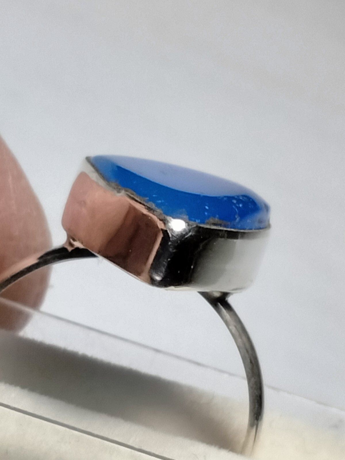 LUSCIOUS SEA BLUE CHALCEDONY IN STERLING SILVER.925 RING SIZE 8.75-9.0!