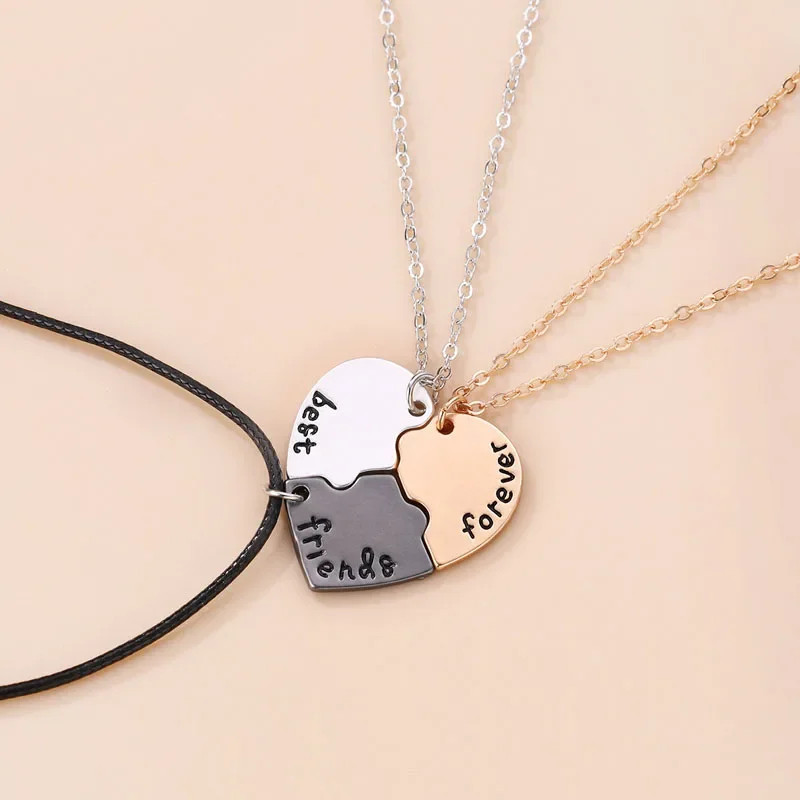 Sun Moon Star Necklace 3Pcs Friendship Pendant Jewelry for Best Friends Couple