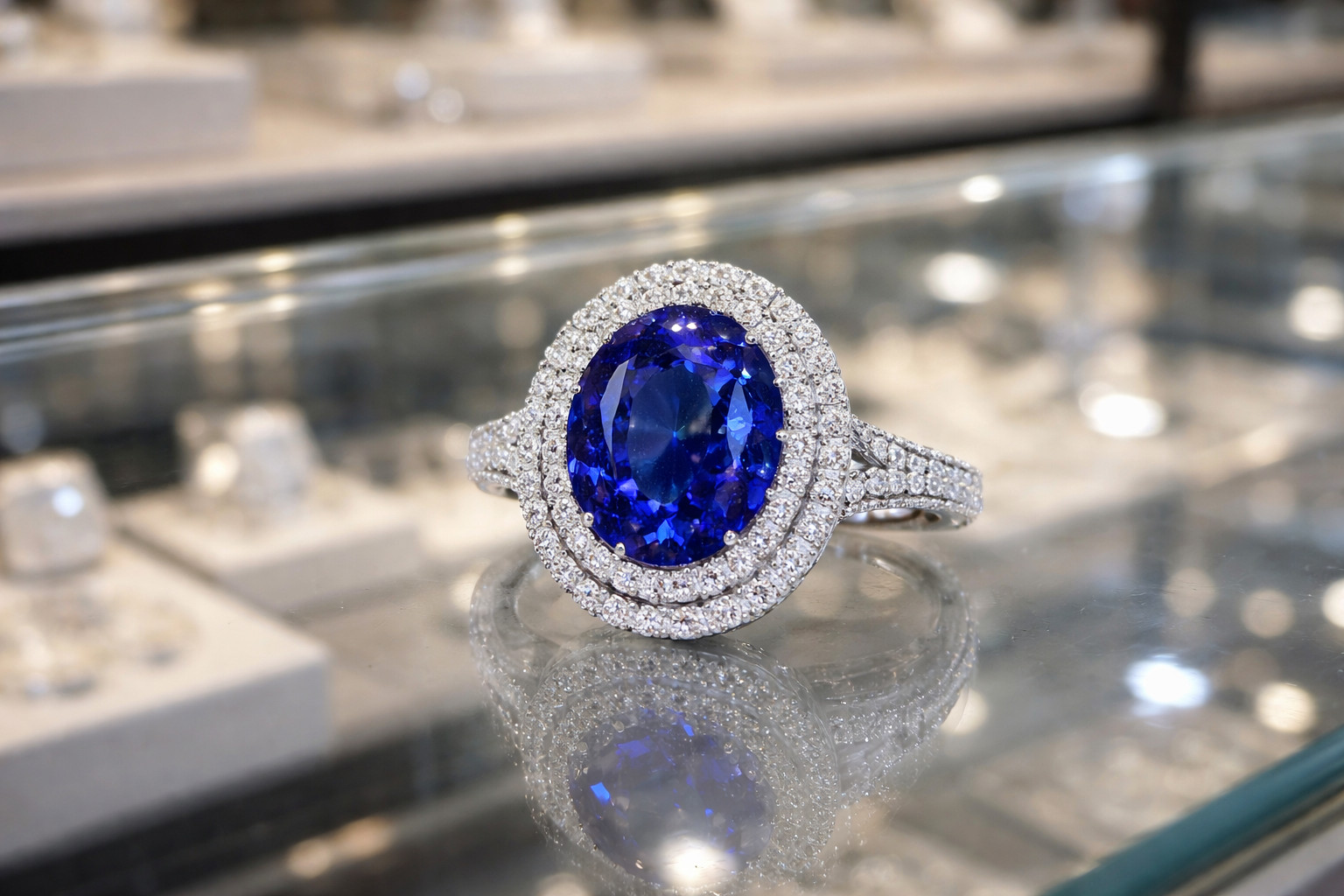 6.50 Ct Oval Natural Sapphire & Diamond Wedding Gift Ring 14K White Gold Sz 6