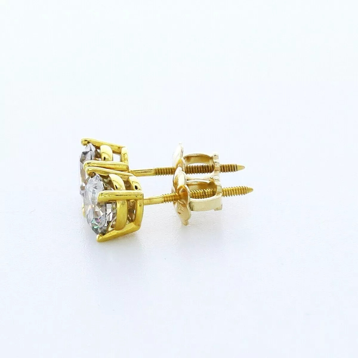 Stud Earrings Classic Solid 14K White Gold 1.26 CT Round Natural Diamond G SI1