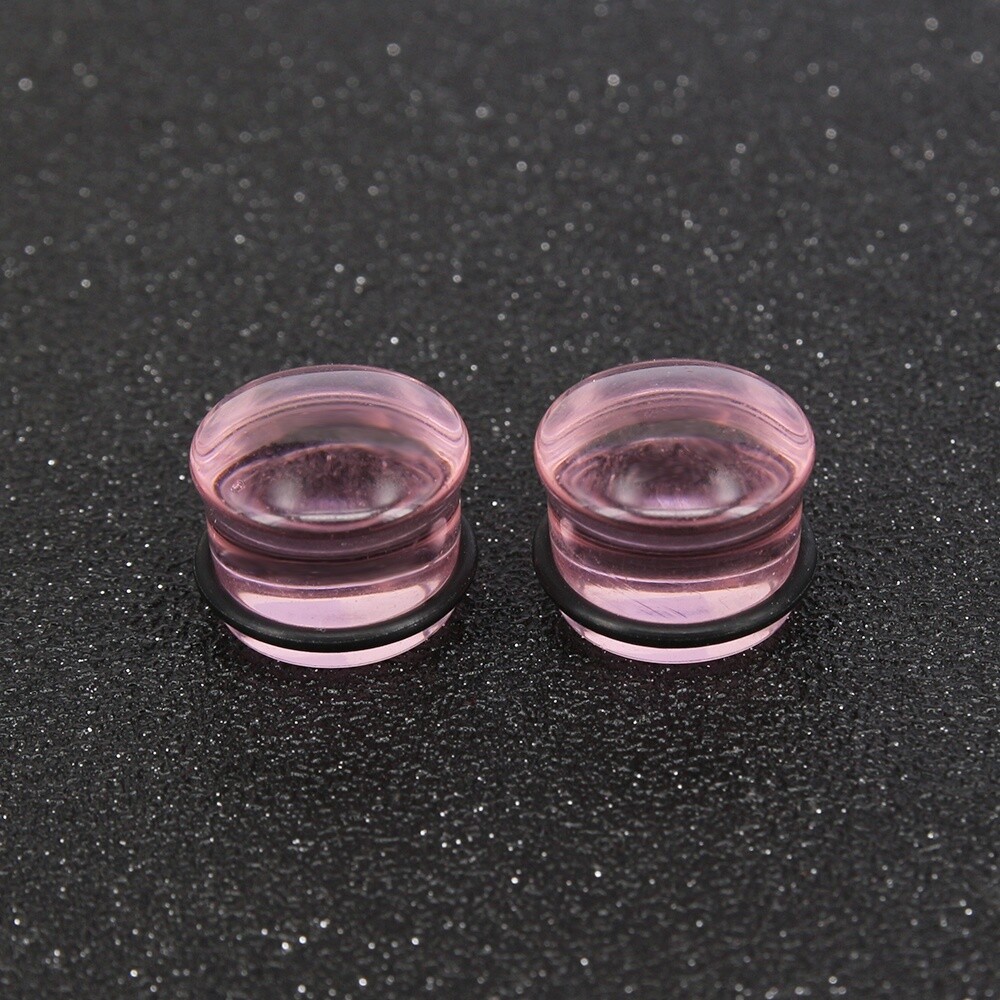 1 Pair Glass Ear Gauges Mushroom Single Flare Plug Ear Lobe Stretching Piercing