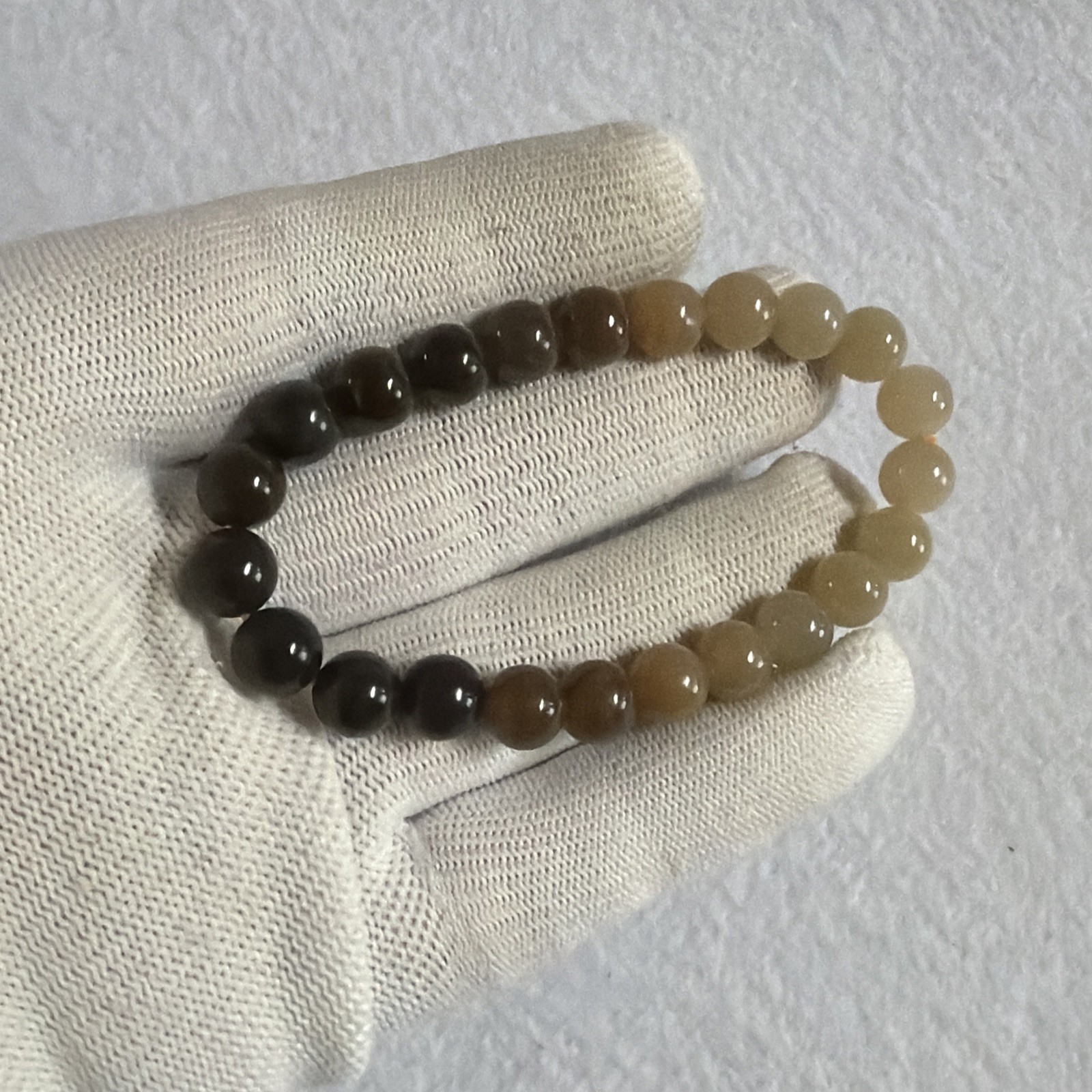certified nephrite jade bead bracelet 和田玉手链 （糖料渐变色手链，和田老料）#183