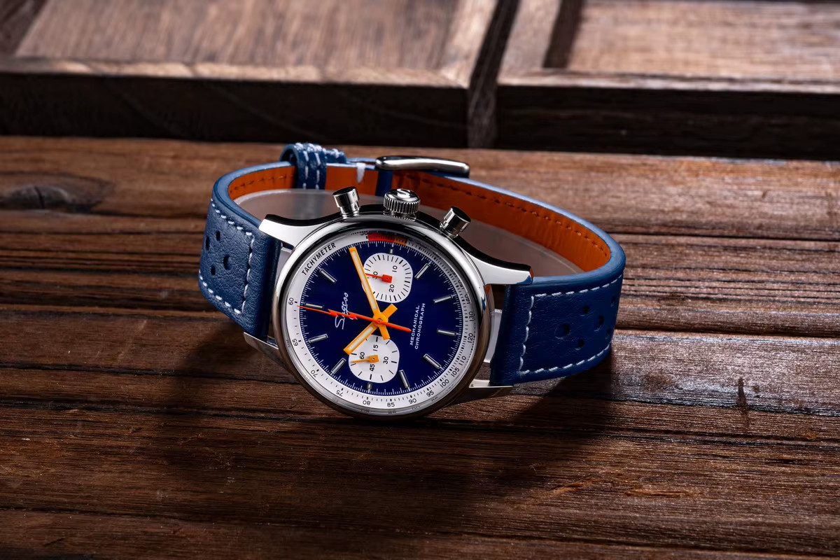 Sugess Chrono Heritage Blue Panda S387.03.J 40mm Mechanical Chronograph Watch