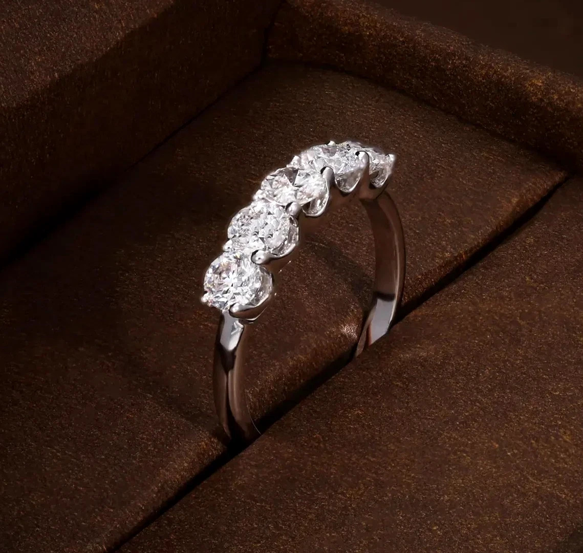 2.50 Ct Round Natural Diamond Eternity Wedding Band 14K White Gold Size 5 6 7 8