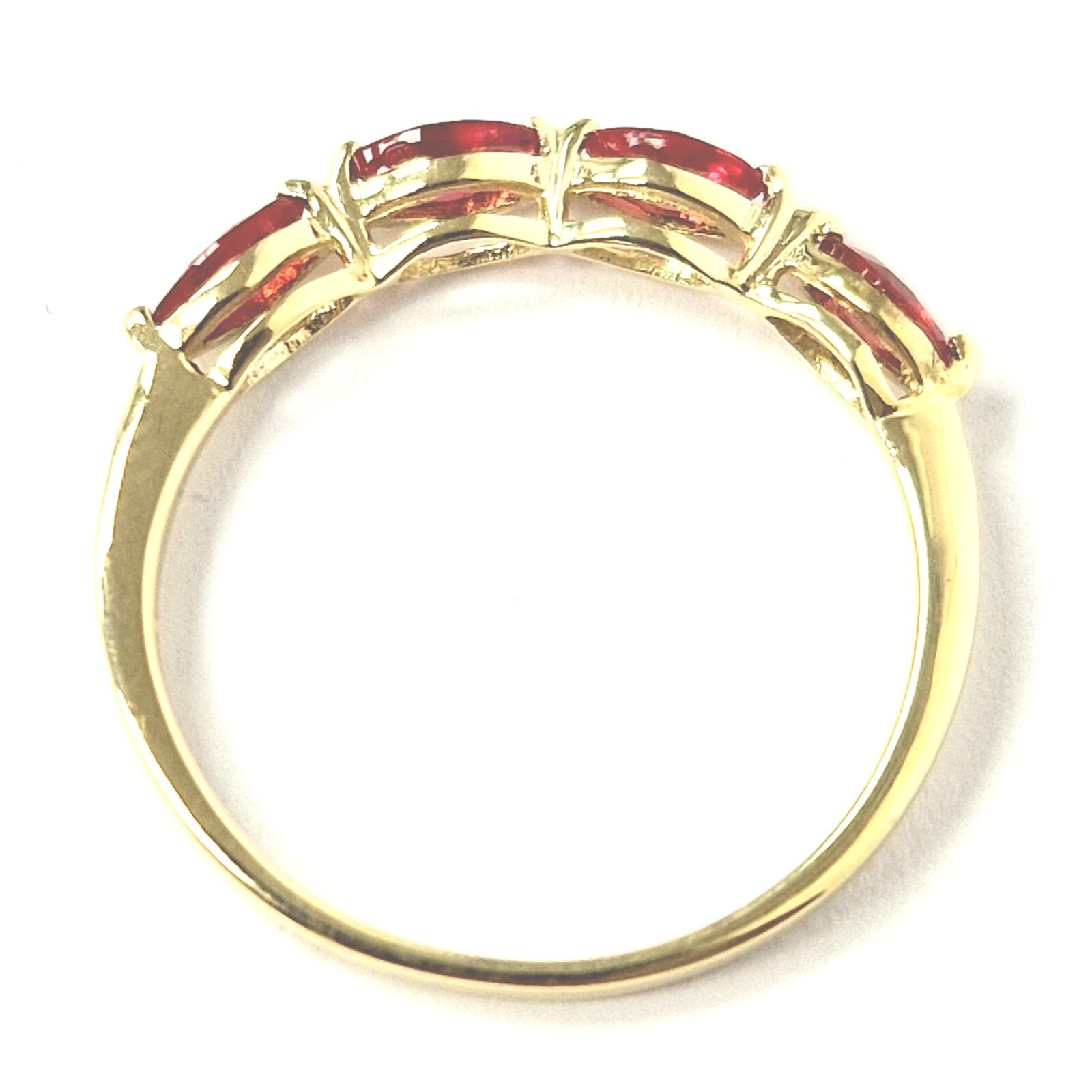 9ct Gold Blood Orange Zirconia Ring Size O Band UK Hallmarked 1.1g