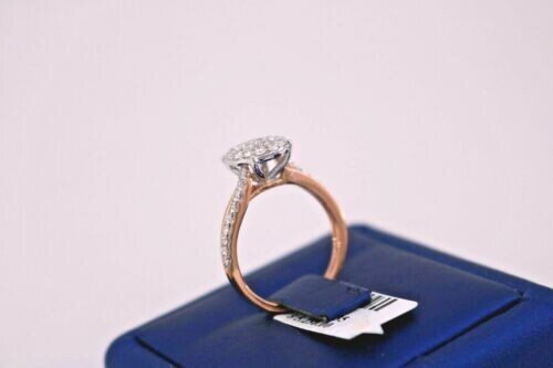 14K Two Tone 1.00 CT Diamond Ladies Cluster Ring, 3.6gm, Size 7, S14227