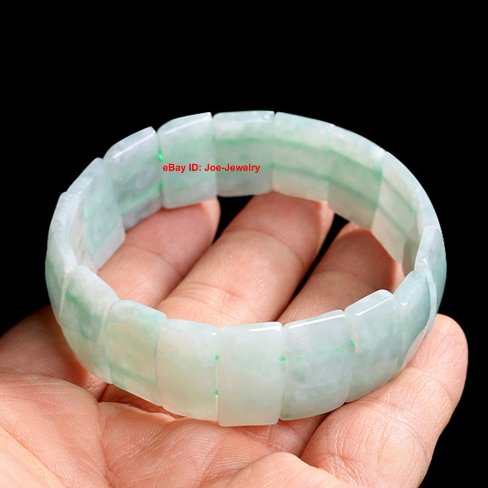 NEW Natural Grade A Jade Wider Rectangle Bead Stretch Bracelet 14-16cm