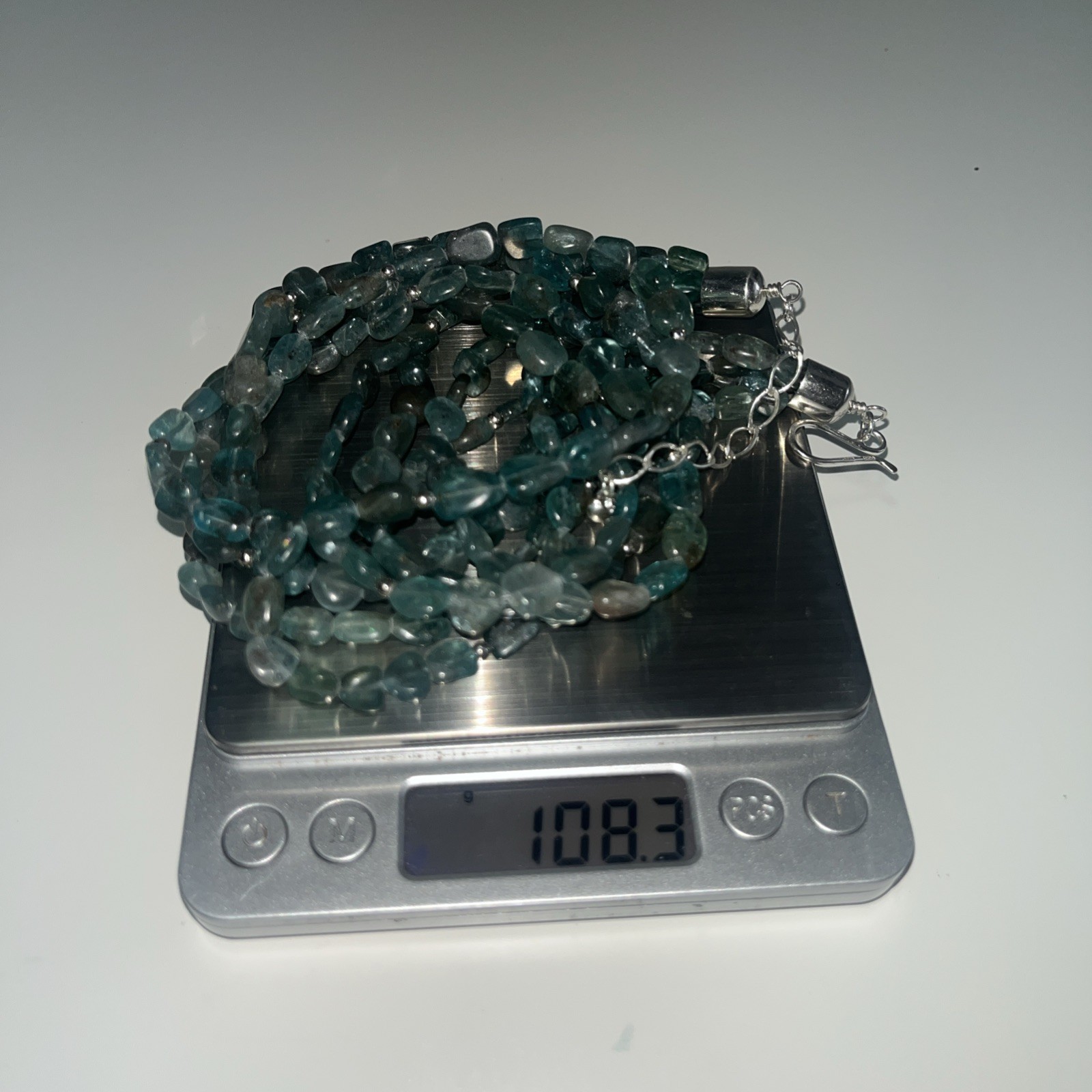 Jay King Mine Finds Blue/Green Apatite 4 Strand 925 Beads 19-22”Necklace NIB