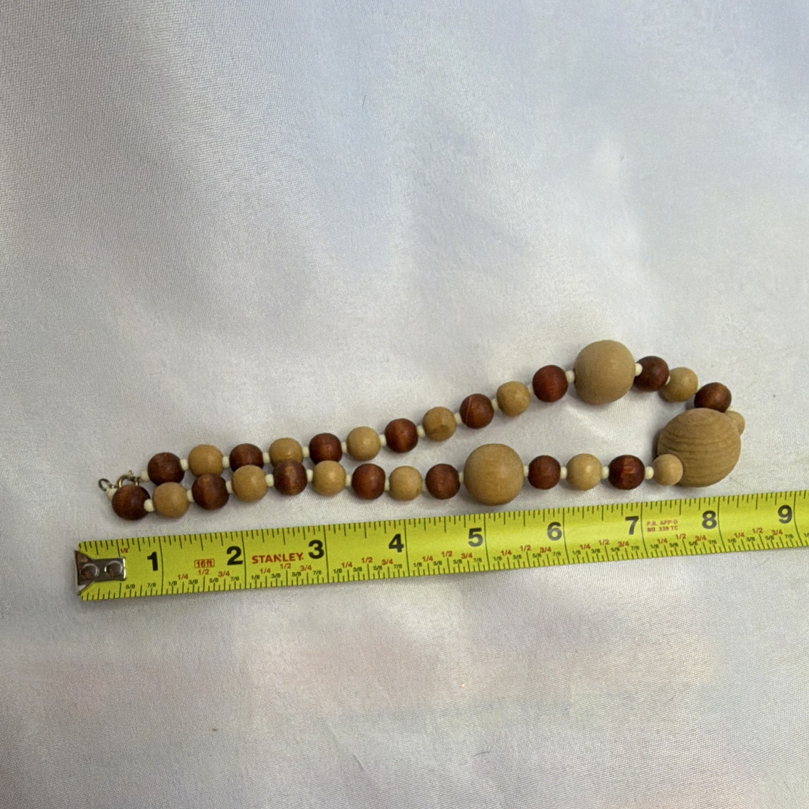 Vintage Natural Wood Bead Necklace Earth Tone Wooden Beads Boho Artisan Statemen