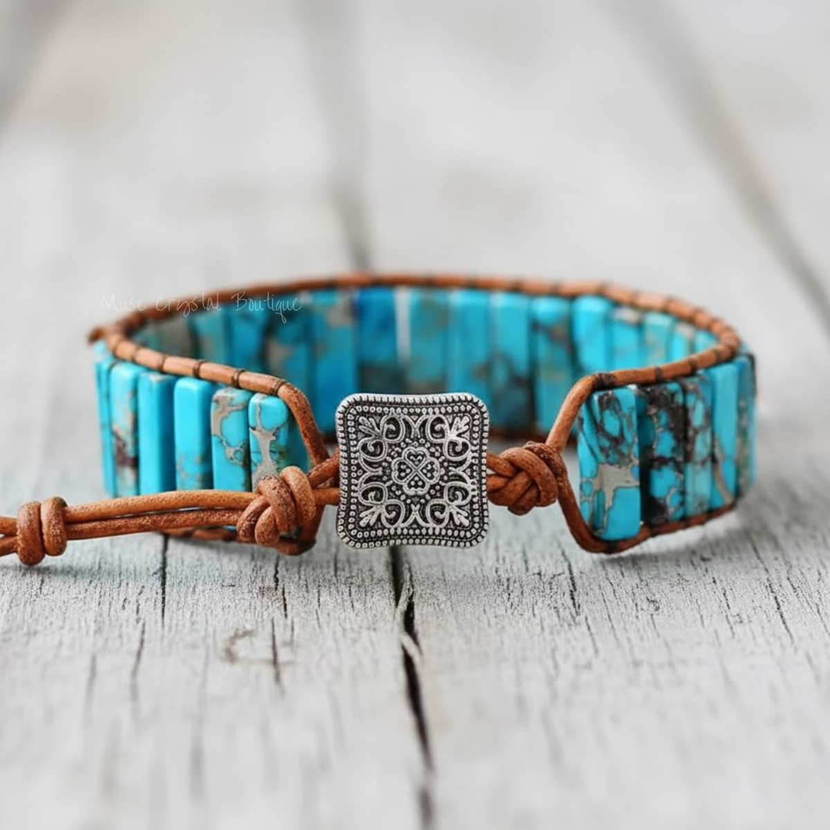 Turquoise Stone Bracelet Handmade Healing Meditation Women Men Bracelet Gift