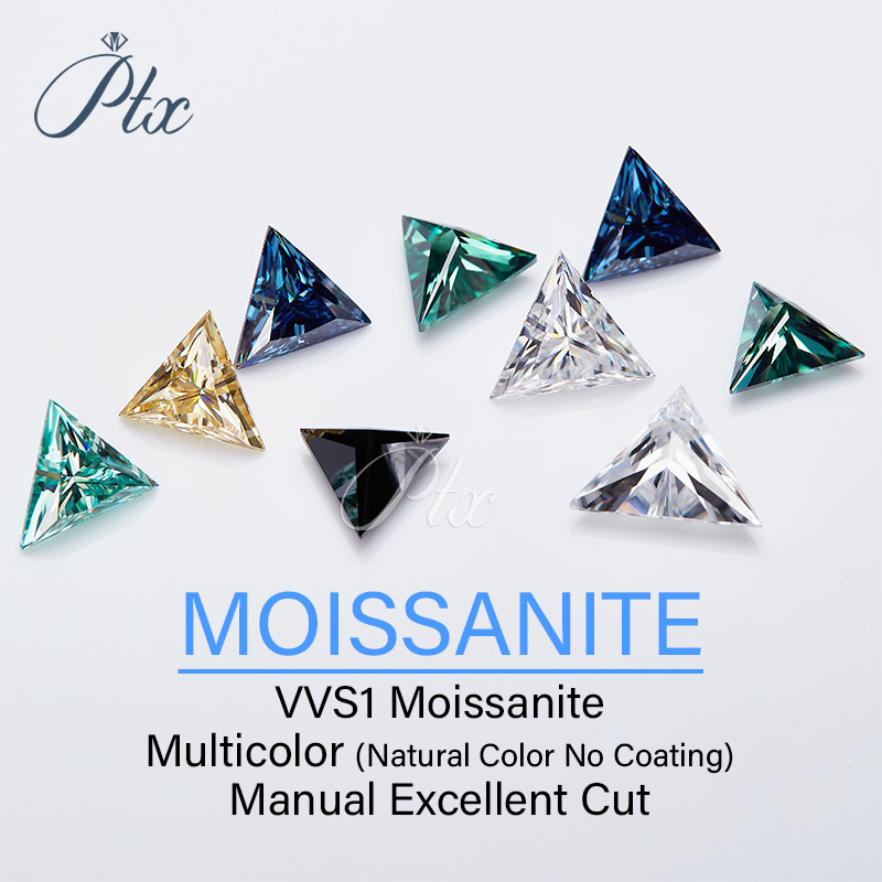 (Never Fade) Loose Moissanite Stones Triangle All Color Gems for Jewelry Making