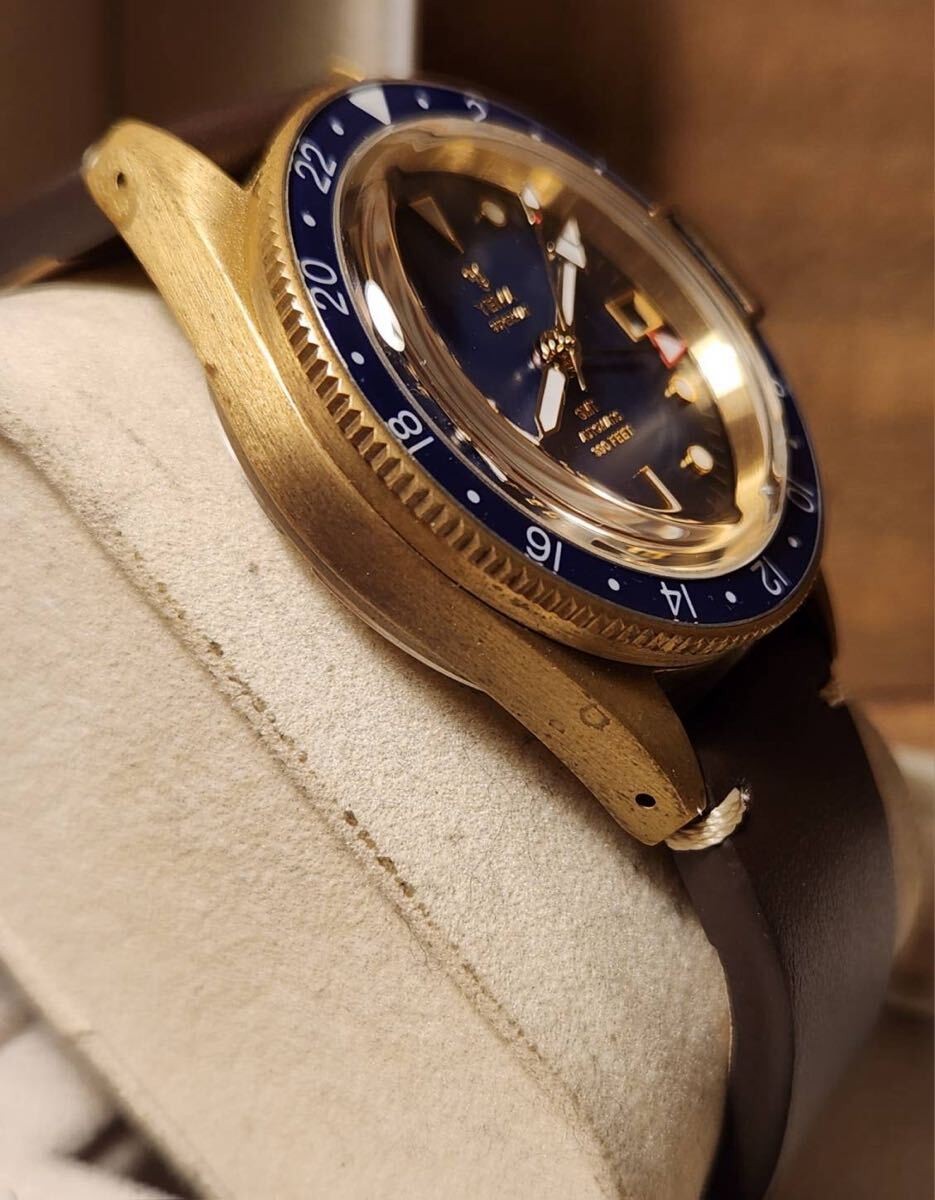 YEMA Superman GMT Bronze Limited 1948pcs Blue Dial Automatic Watch Box Card