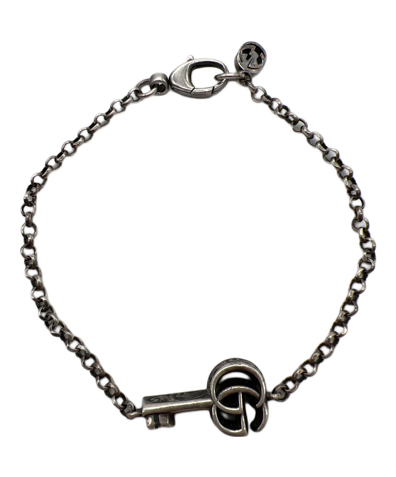 Gucci Double G Key Bracelet Silver 925 Lobster Clasp 17cm 6.6in Womens 770723