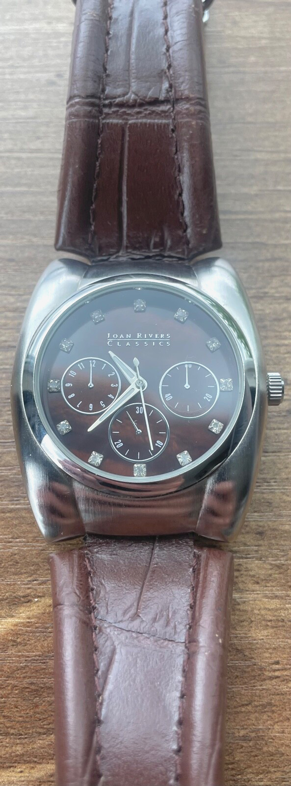 Joan Rivers Classics Men’s Watch V377 Leather Band New Battery WORKING