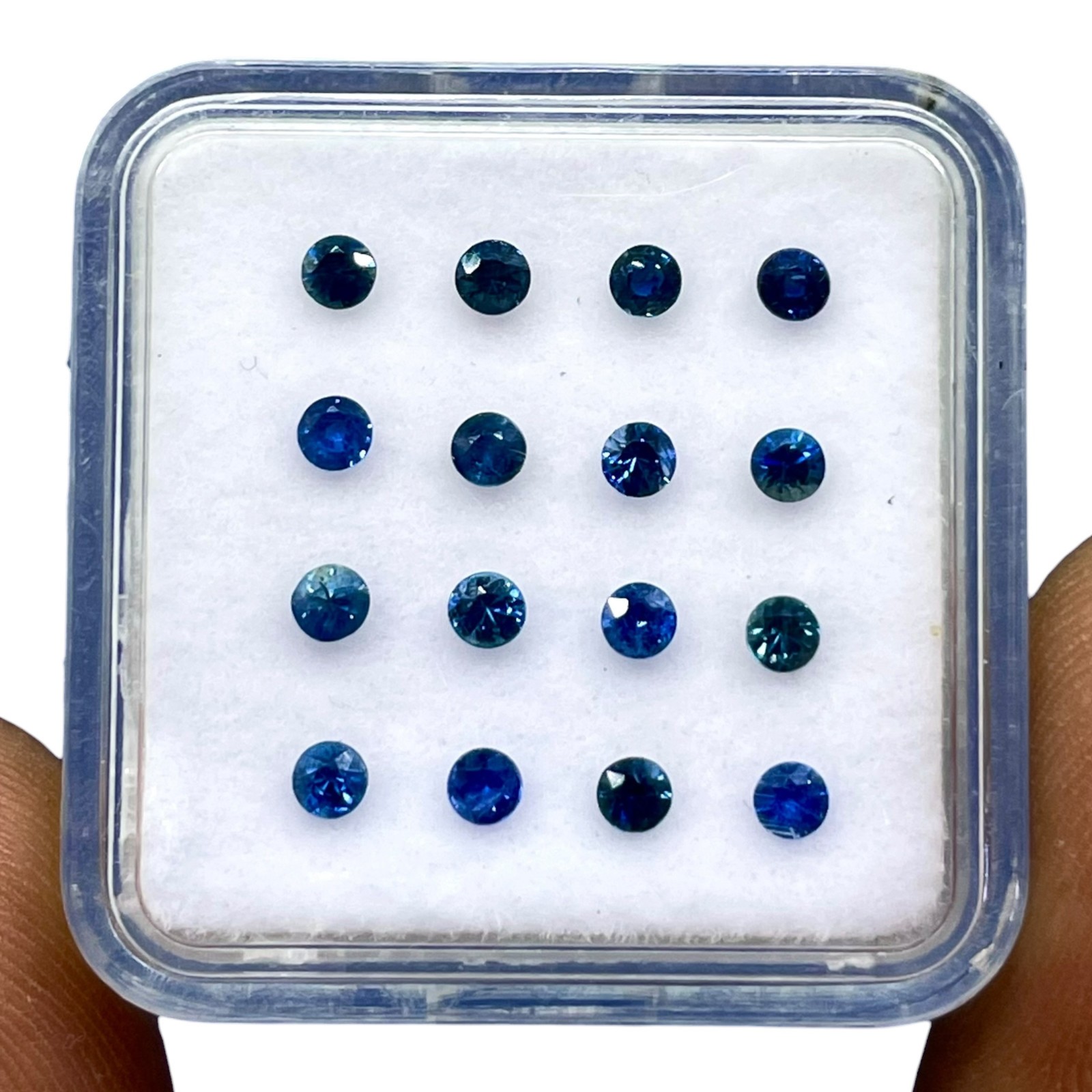 16 Pcs Natural Sri Lanka Blue Sapphire 2.4mm Round Diamond Cut Loose Gemstones