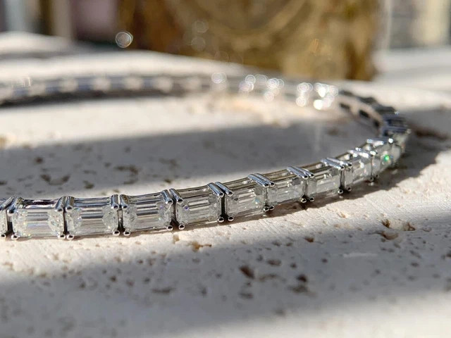 Emerald 10CT Silver Lab Created Diamond 7″ Tennis Bracelet 14k White Gold Plated